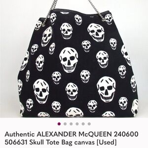 Alexander McQueen Black and White Skull Canvas Tote